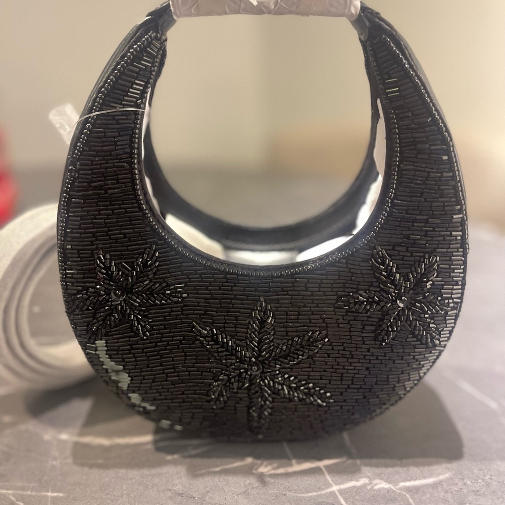 STAUD mini Palm Tree Beaded Moon bag